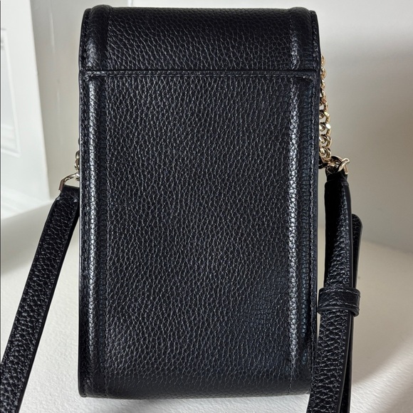 NWOT Kate Spade Black Pebbled Leather Crossbody Phone Bag with Gold Chain - Picture 7 of 13